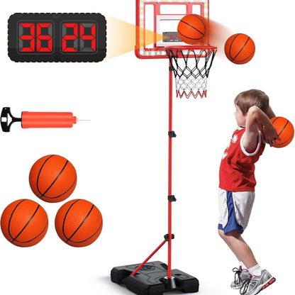 Adjustable Kids Basketball Hoop | Electronic Scoreboard & Timer for Ages 3‑8