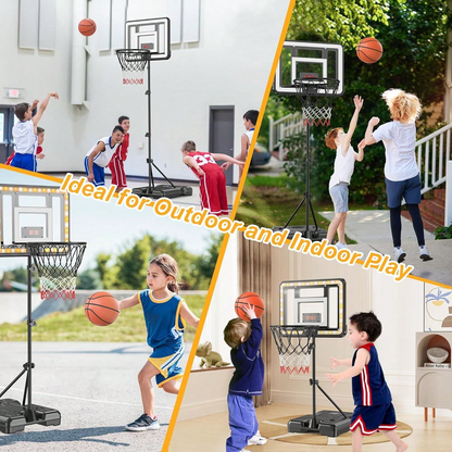 Adjustable Kids Basketball Hoop | Electronic Scoreboard & Timer for Ages 3‑8