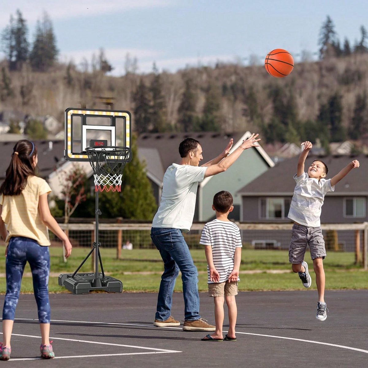 Adjustable Kids Basketball Hoop | Electronic Scoreboard & Timer for Ages 3‑8