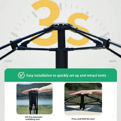 Automatic Pop-Up Camping Tent, 3 Second Easy Setup All Weather Tent for Solo & Family Camping (1-3/3-4 People)