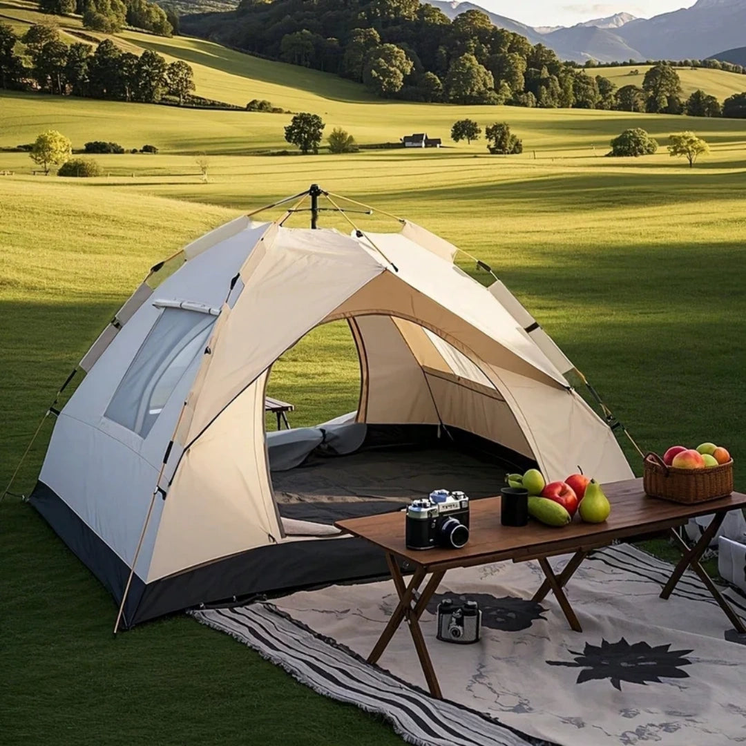 Automatic Pop-Up Camping Tent, 3 Second Easy Setup All Weather Tent for Solo & Family Camping (1-3/3-4 People)