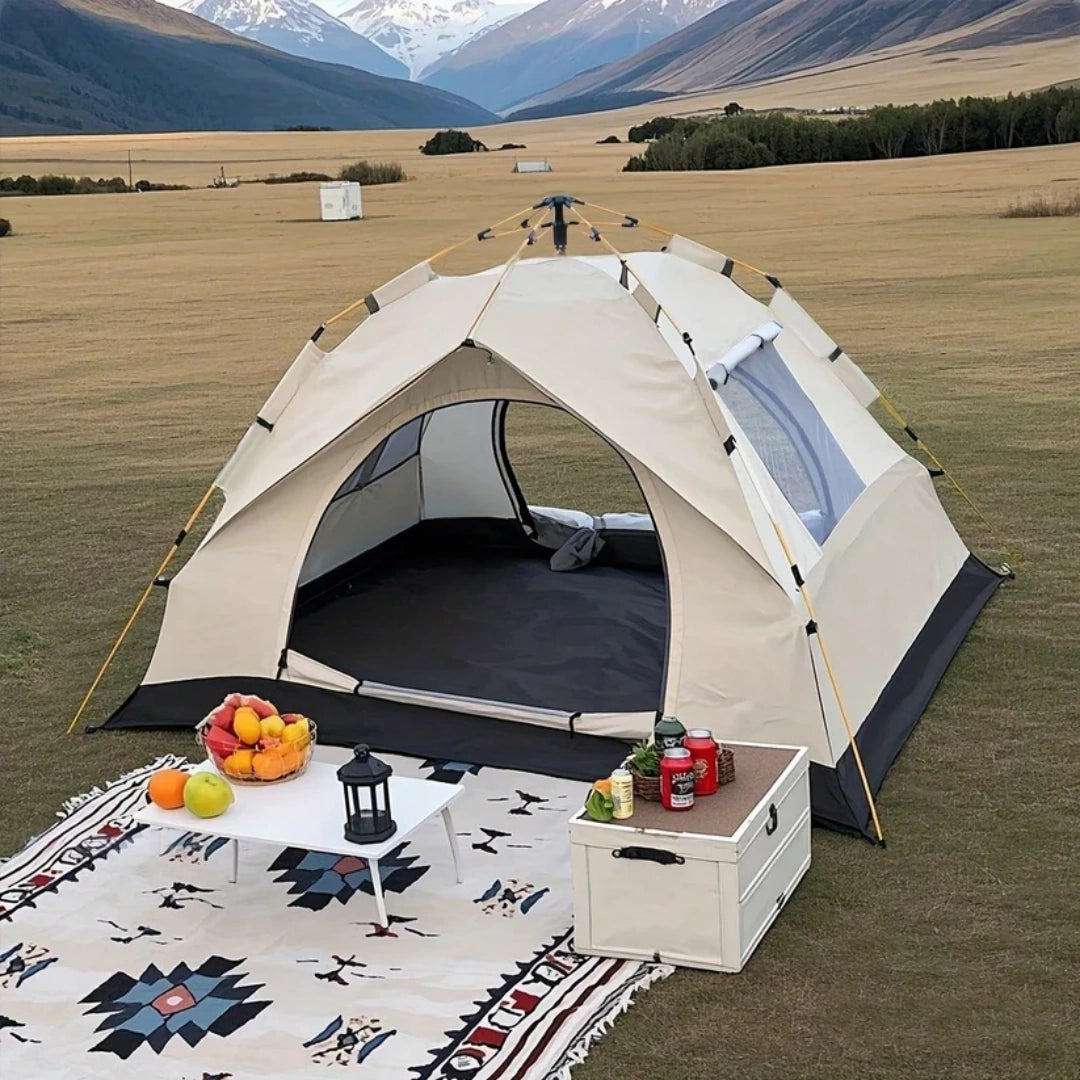 Automatic Pop-Up Camping Tent, 3 Second Easy Setup All Weather Tent for Solo & Family Camping (1-3/3-4 People)