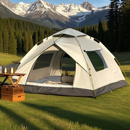 Automatic Pop-Up Camping Tent, 3 Second Easy Setup All Weather Tent for Solo & Family Camping (1-3/3-4 People)
