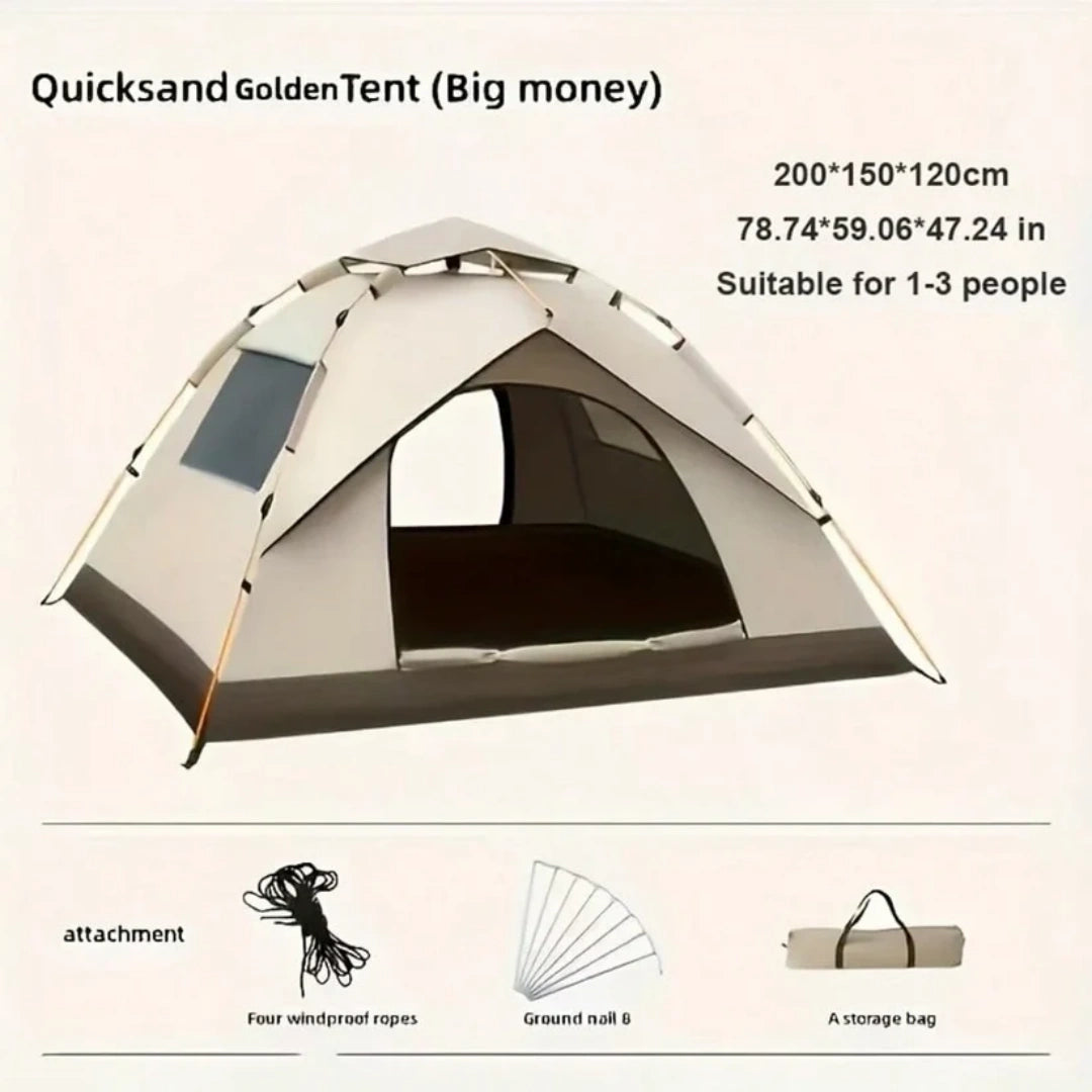 Automatic Pop-Up Camping Tent, 3 Second Easy Setup All Weather Tent for Solo & Family Camping (1-3/3-4 People)