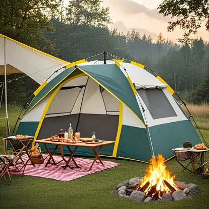 Automatic Pop-Up Camping Tent, 3 Second Easy Setup All Weather Tent for Solo & Family Camping (1-3/3-4 People)
