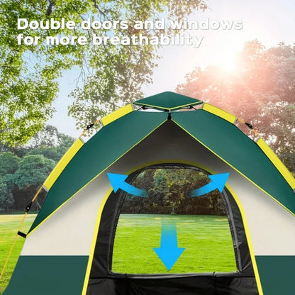 Automatic Pop-Up Camping Tent, 3 Second Easy Setup All Weather Tent for Solo & Family Camping (1-3/3-4 People)