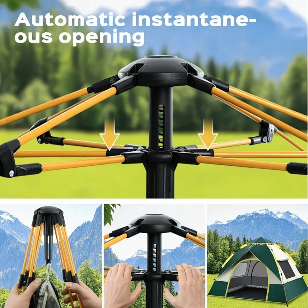 Automatic Pop-Up Camping Tent, 3 Second Easy Setup All Weather Tent for Solo & Family Camping (1-3/3-4 People)