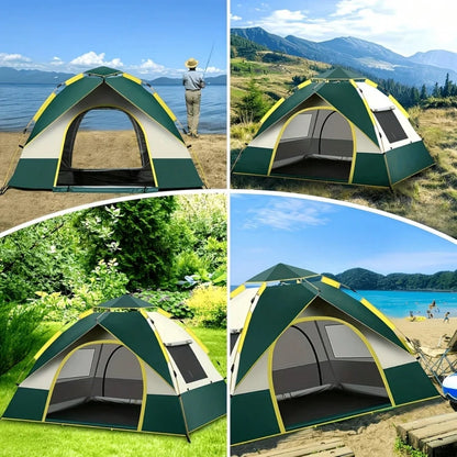 Automatic Pop-Up Camping Tent, 3 Second Easy Setup All Weather Tent for Solo & Family Camping (1-3/3-4 People)