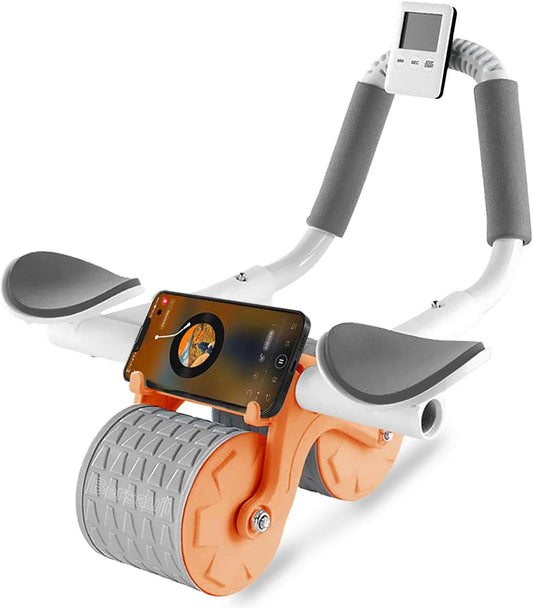 Automatic Rebound Abdominal Roller with Elbow Support, Knee Pad & Timer, Core Strength Training Ab Wheel