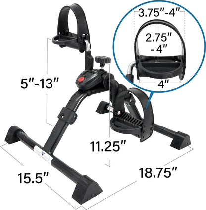 Folding Under Desk Bike Pedal Exerciser with LCD Monitor, Low-Impact Arm & Leg Fitness & Rehab Cycle