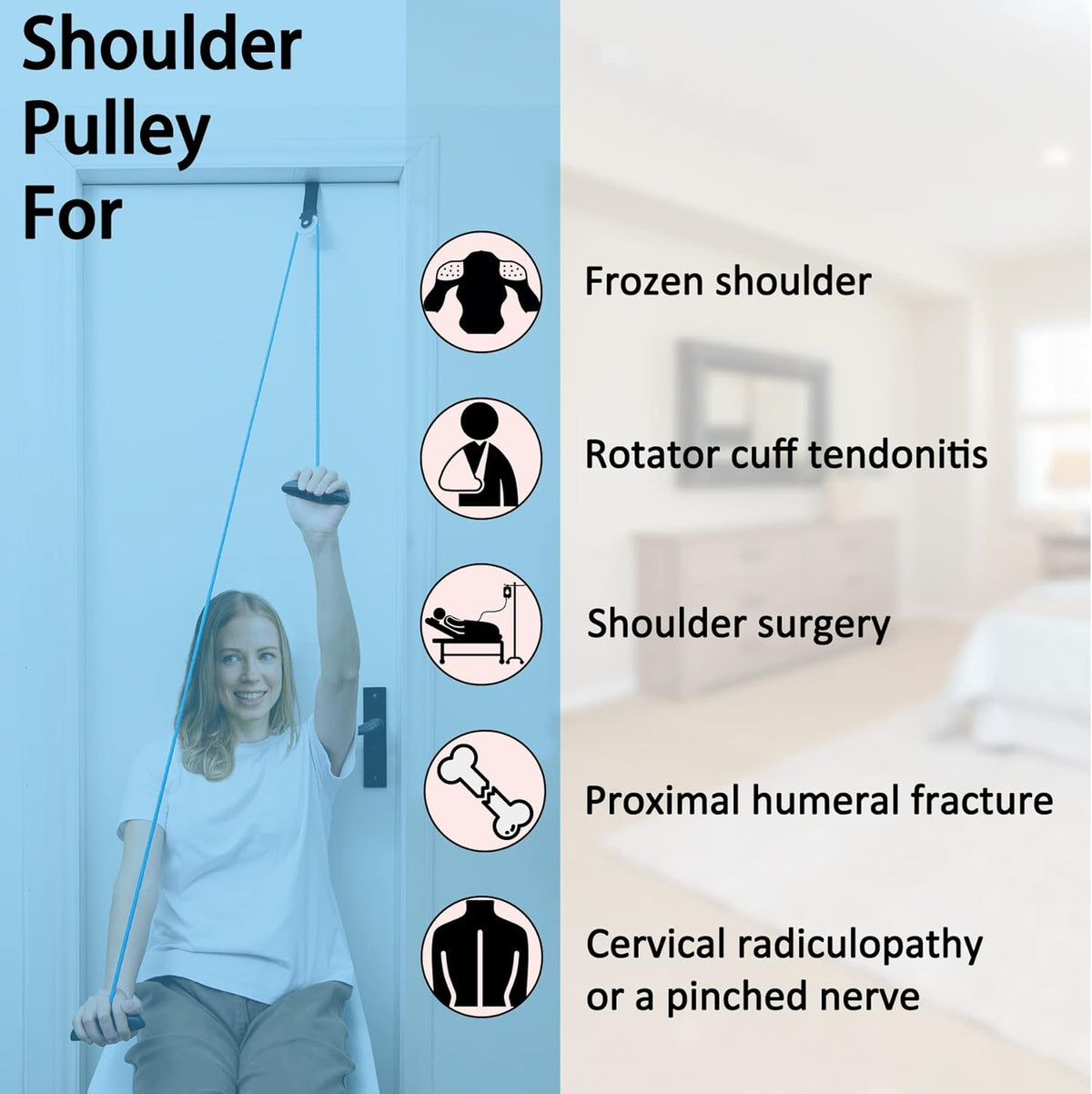 Doorway Shoulder Pulley, Physical Therapy Exercise Tool for Shoulder Rehabilitation & Pain Relief