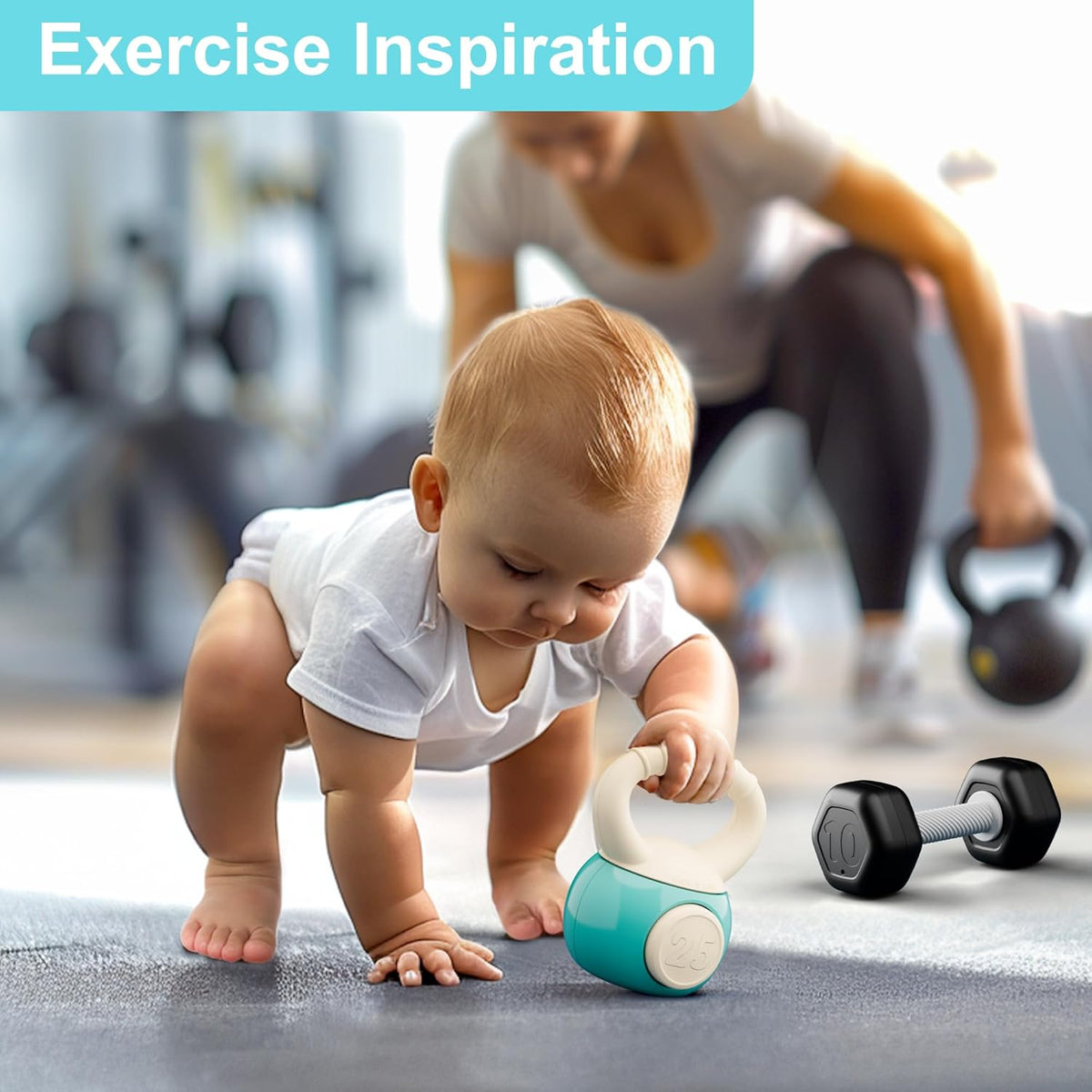 4 Pcs Baby Dumbbell Teething Rattles, Infant Sensory Hand Grasp Toys, 3-12 Months Baby Gift