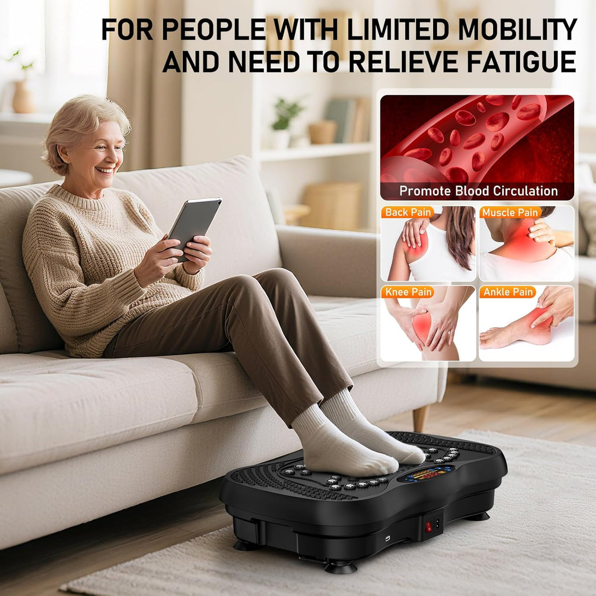 Whole Body Vibration Plate, 130 Speed Levels, 450 Lbs Load, Bluetooth & Resistance Bands, Fitness Shake Platform