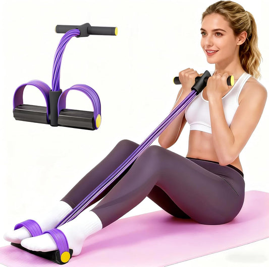 Upgraded 6-Tube Foot Pedal Resistance Bands, Handled Natural Rubber Elastic Bands for Abdomen Arm Leg Pilates