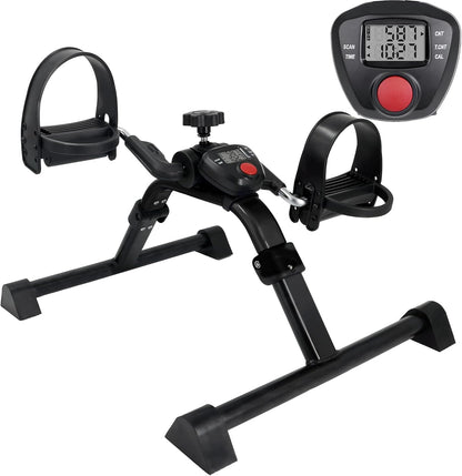 Folding Under Desk Bike Pedal Exerciser with LCD Monitor, Low-Impact Arm & Leg Fitness & Rehab Cycle