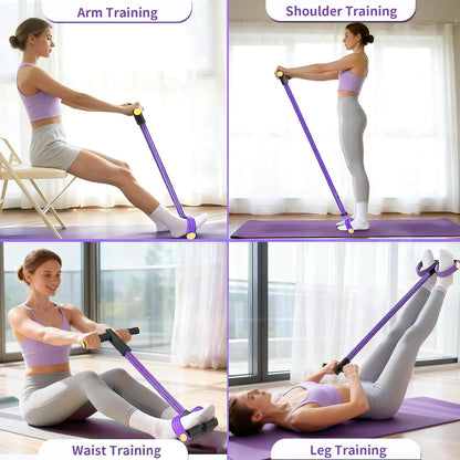 Upgraded 6-Tube Foot Pedal Resistance Bands, Handled Natural Rubber Elastic Bands for Abdomen Arm Leg Pilates