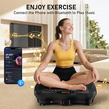 Whole Body Vibration Plate, 130 Speed Levels, 450 Lbs Load, Bluetooth & Resistance Bands, Fitness Shake Platform