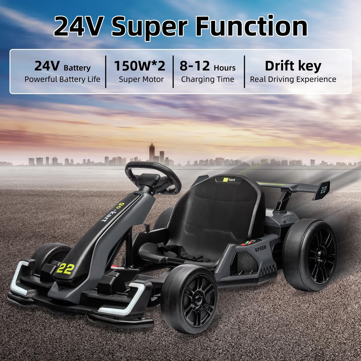 2026 Hot 24V Kids Racing Go Kart – 9 MPH Fast Speed & 150 LBS Large Load Capacity
